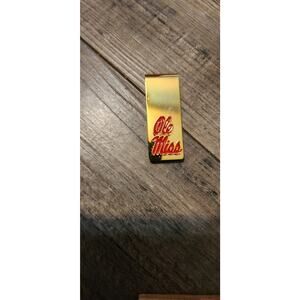 Ole Miss Money Clip Gold And Red Metal Excellent Condition. Box 33